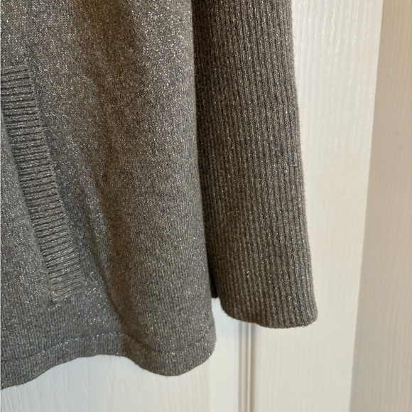 KARL LAGERFELD Sparkly Gray Cowl Turtleneck Sweater with Drawstrings and Pockets - Picture 6 of 8